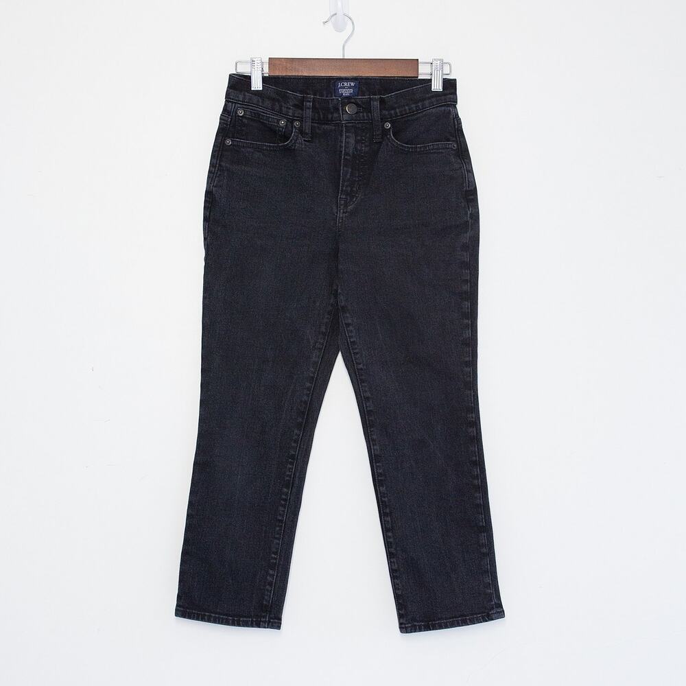 J Crew Black Jeans Women 26P Petite Straight Leg Denim Minimalist